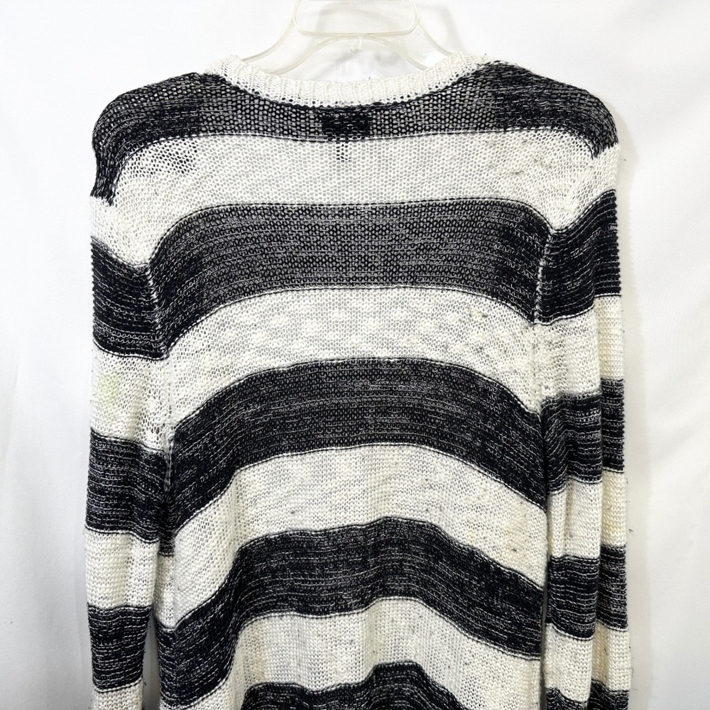 Torrid Plus Sz 1X Long Cardigan Black White Striped Open Sweater Knit Fall 1300 - Picture 5 of 8
